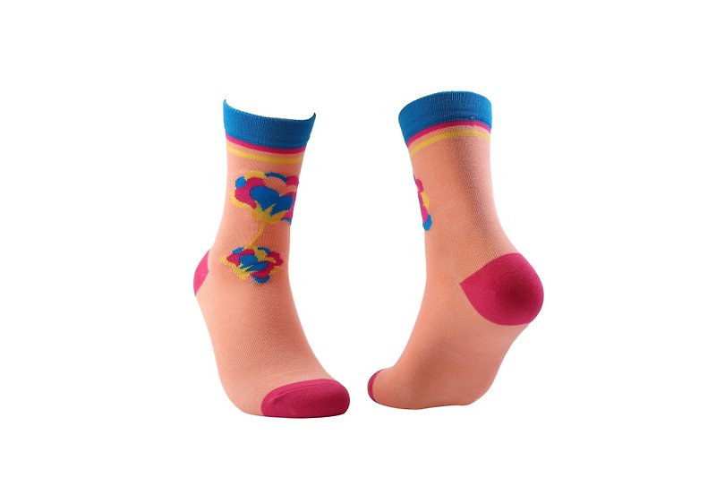 SABRINA HSIEH x LIFEBEAT 60's Joint Knit Socks - ถุงเท้า - ผ้าฝ้าย/ผ้าลินิน สึชมพู