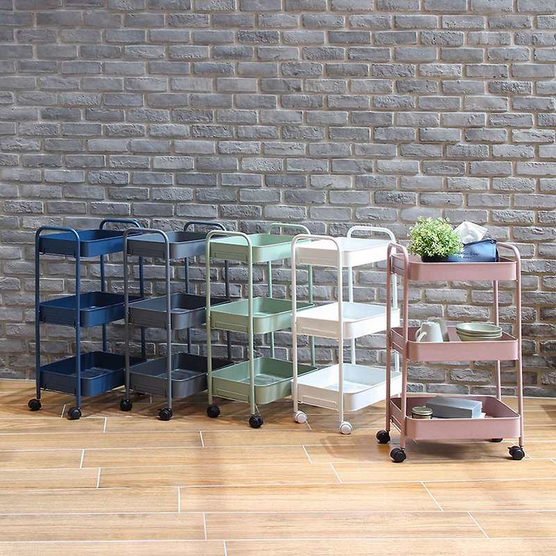 Tool-free iron storage three-tier cart available in multiple colors - Shelves & Baskets - Other Metals Multicolor