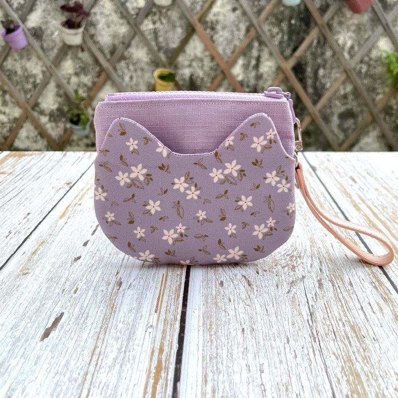 [Purely Handmade] Q Cat Coin Purse Wallet Storage Bag - กระเป๋าใส่เหรียญ - ผ้าฝ้าย/ผ้าลินิน 