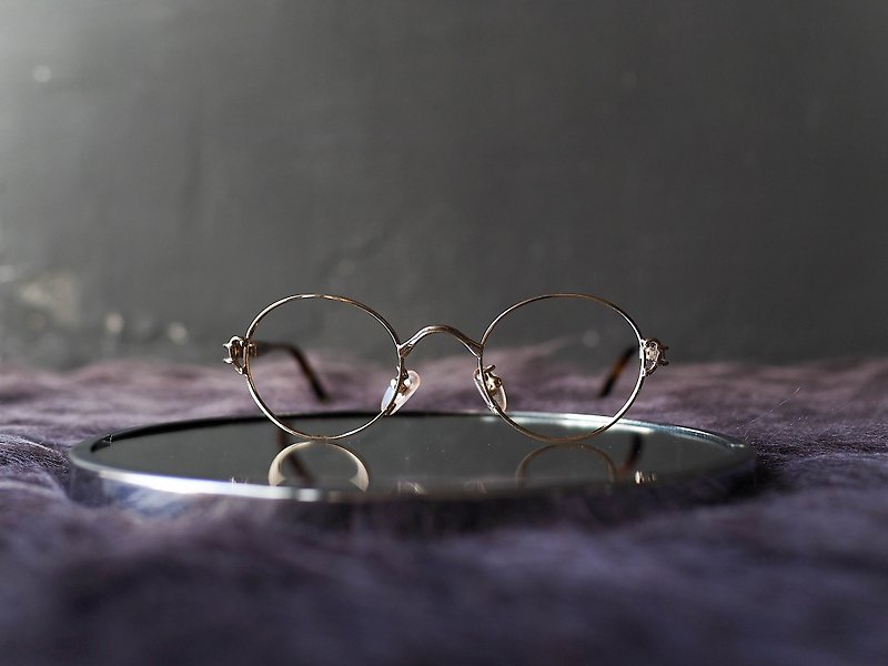 河水山 - 奈良流沙金搖滾日札 金絲雕花鏡橢圓框眼鏡 / glasses - 眼鏡/眼鏡框 - 其他金屬 金色