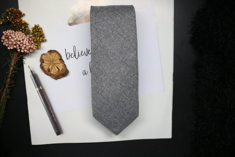 高檔灰色羊毛呢領帶學院風領帶 - 領帶/領帶夾 - 羊毛 灰色