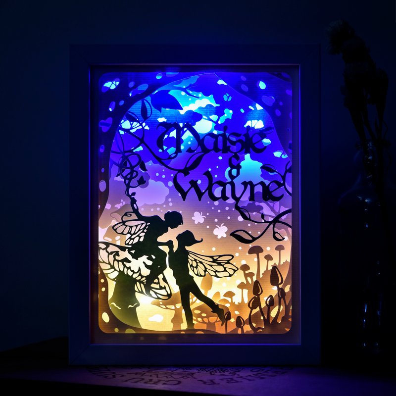 Handmade Customized Personalized LED Shadow Box Lamp, Fairy Theme - Lighting - Paper 