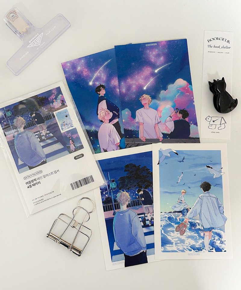 Summer Vacation Illustration Postcard Package in 4 Theme Postcard - การ์ด/โปสการ์ด - กระดาษ สีเขียว