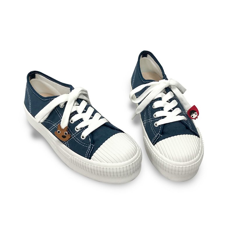 Shoelace BLUE platform casual shoes (adult) - รองเท้าลำลองผู้หญิง - ผ้าฝ้าย/ผ้าลินิน สีน้ำเงิน
