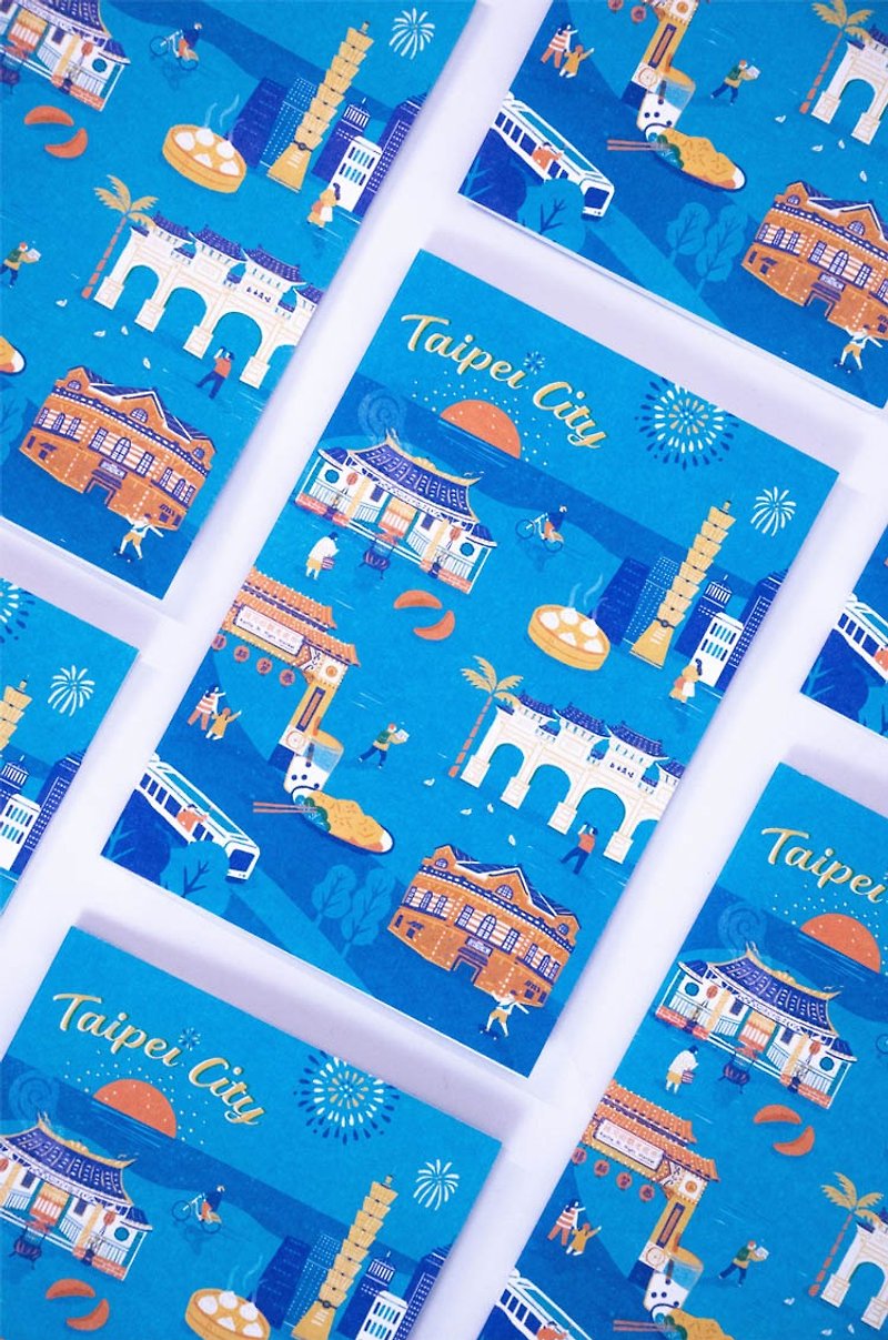 【Laihao】City Scape folding card - การ์ด/โปสการ์ด - กระดาษ สีน้ำเงิน