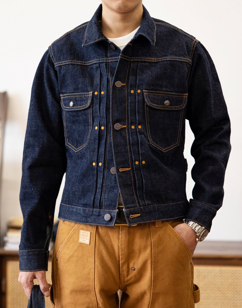 原色牛仔外套 修身剪裁 已脫漿 18oz藍色赤耳丹寧 11MJ Raw Denim - 男夾克/外套 - 棉．麻 藍色