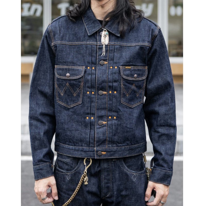 原色牛仔外套 修身剪裁 已脫漿 18oz藍色赤耳丹寧 11MJ Raw Denim - 男夾克/外套 - 棉．麻 藍色