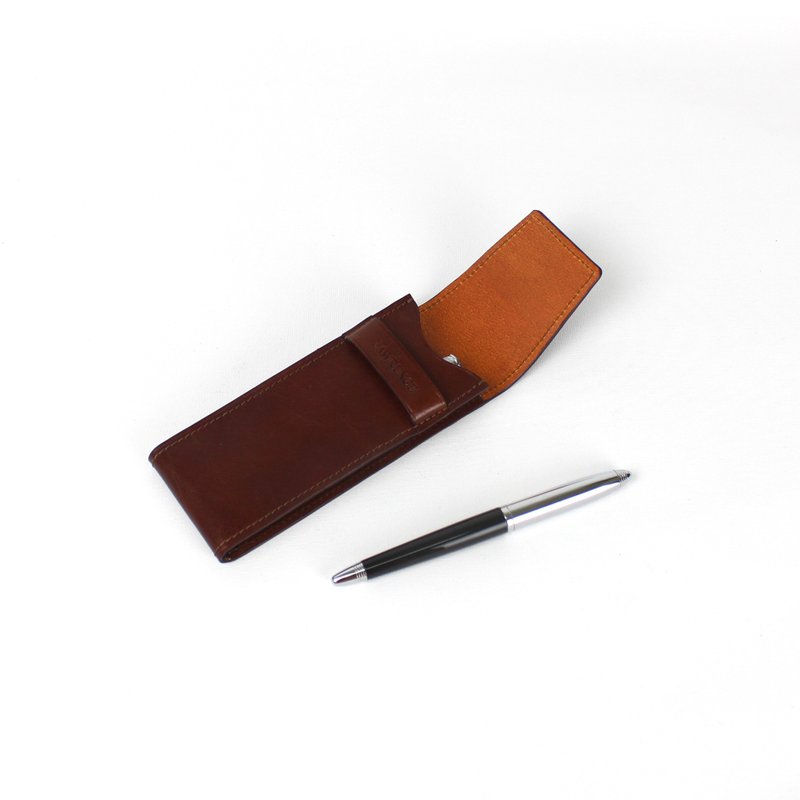 Italian vegetable tanned leather pen case/pen case/art pen storage exchange birthday and Valentine's Day gift - กล่องดินสอ/ถุงดินสอ - หนังแท้ สีนำ้ตาล