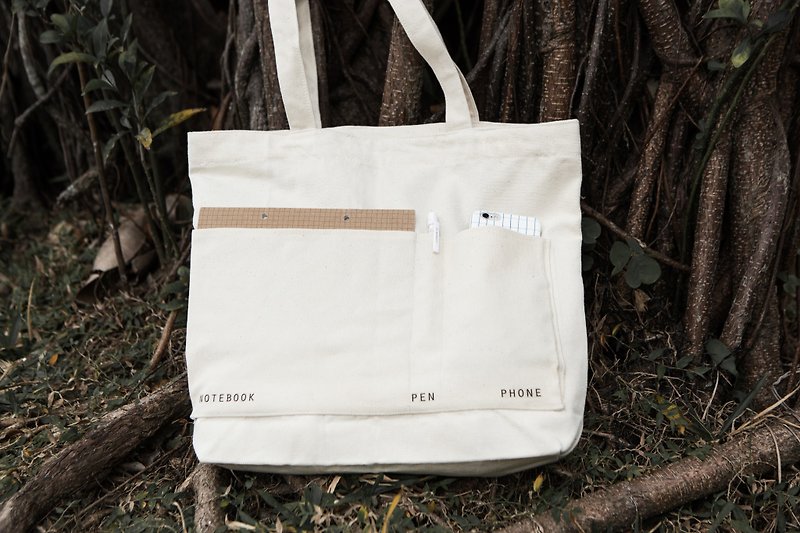 環保購物袋- 大海不用撈針 - 側背包/斜背包 - 棉．麻 白色
