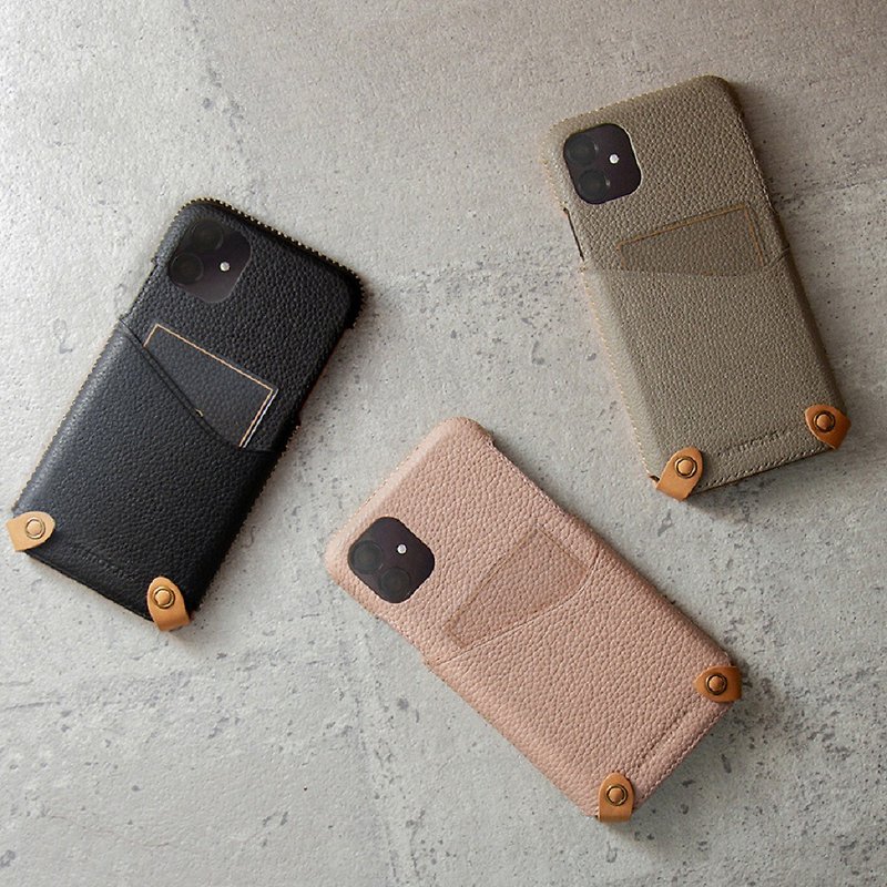 iPhone 11 MORANDI Minimalist Series Leather Case - Black - Phone Cases - Genuine Leather Gray