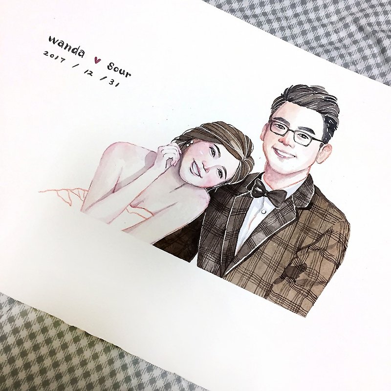 Marriage memorial illustration - Customized Portraits - Paper 