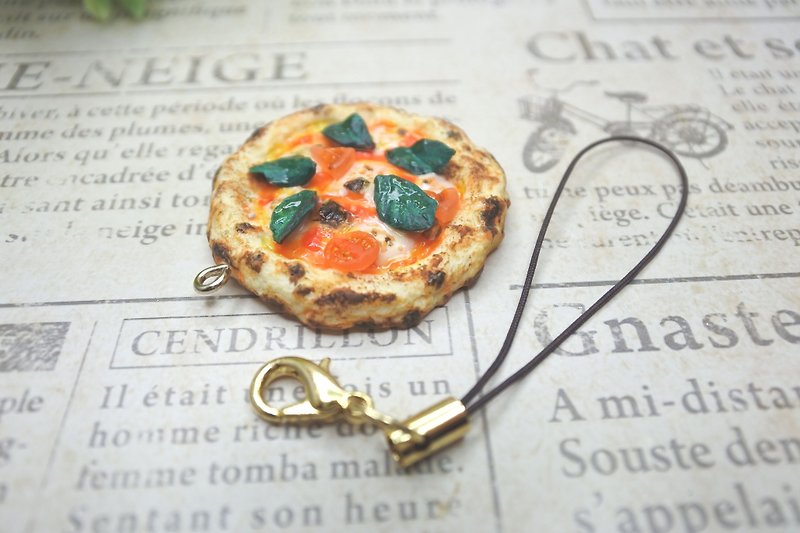 Miniature food,Margherita pizza strap - Lanyards & Straps - Clay Red