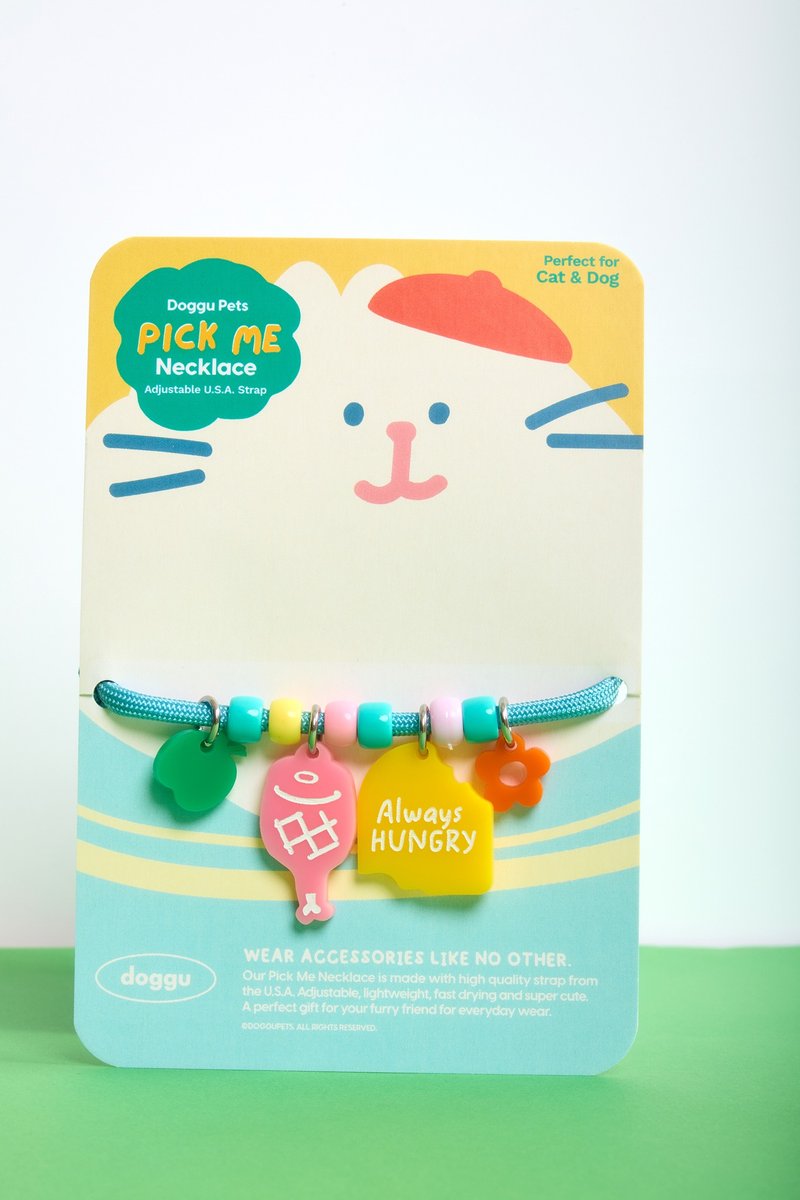 DOGGU PETS Necklace Set Pick me  always hungry - Collars & Leashes - Other Materials Multicolor