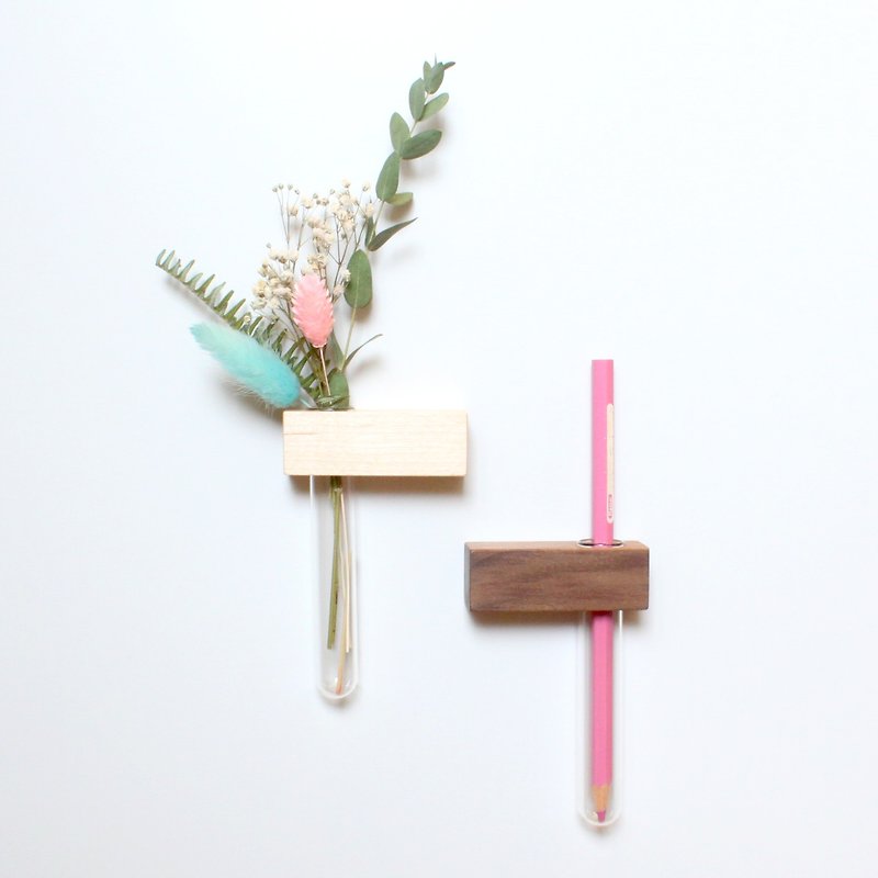 Mini garden square magnet 2 into dry flower pen holder can be purchased with lettering Taiwan hand-made - ตกแต่งต้นไม้ - ไม้ สีนำ้ตาล