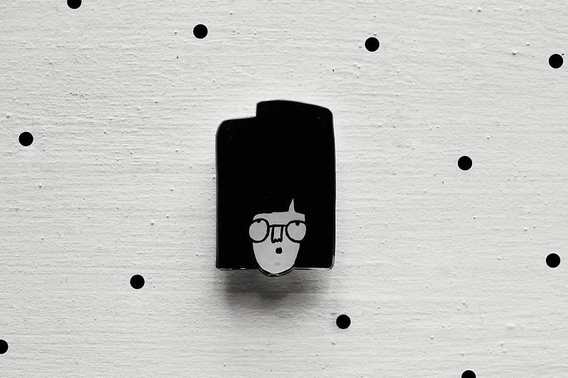 Miss Hairy Collection / Black and White Brooch / #H001 - Brooches - Acrylic Black