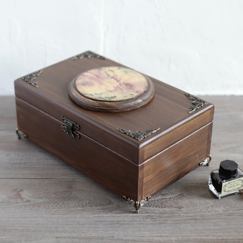 Amour love wood - French nostalgic essential oil wooden box ink box storage wooden box compartment can be taken out - Storage - Wood 