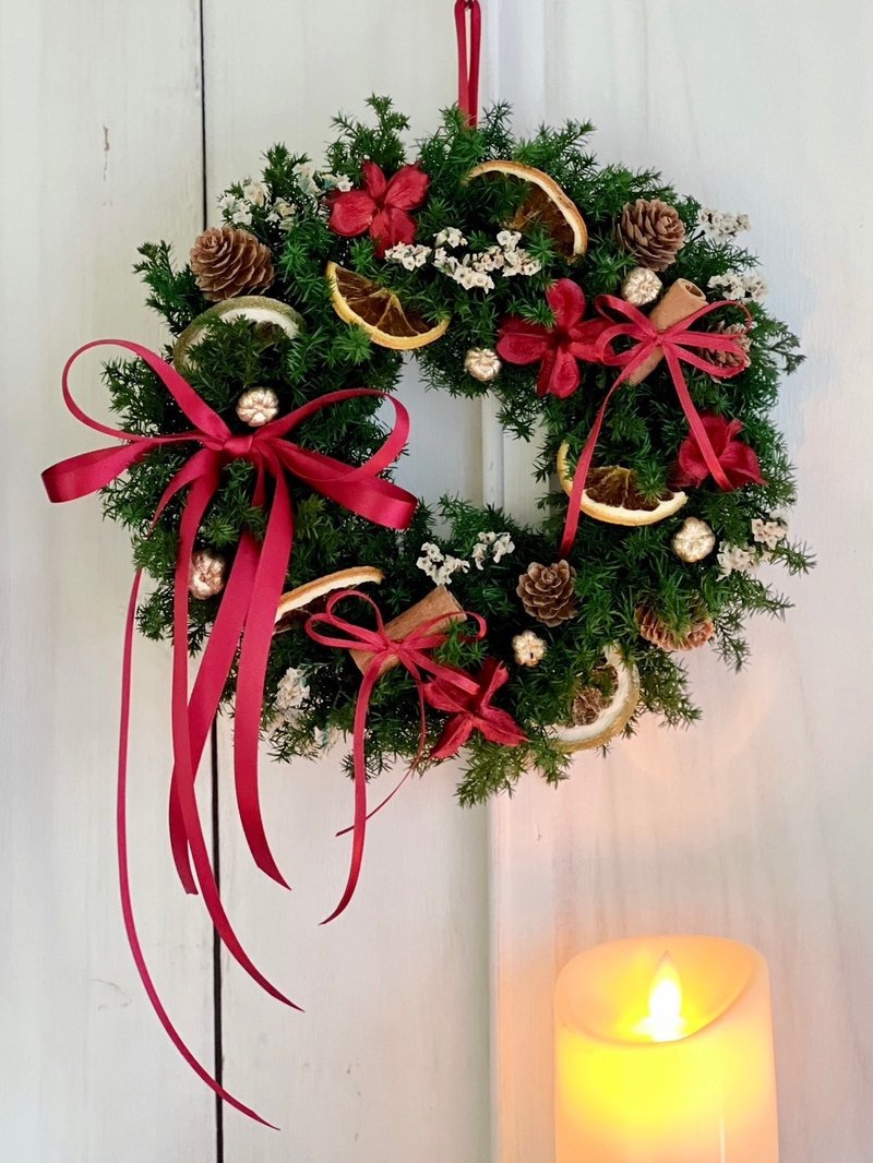 [Christmas Handicraft Course] Harvest‧ Everlasting Cedar Small Wreath - จัดดอกไม้/ต้นไม้ - พืช/ดอกไม้ 