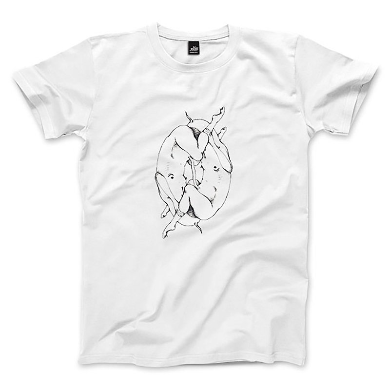 Symbiosis-White-Unisex T-shirt - เสื้อยืดผู้ชาย - ผ้าฝ้าย/ผ้าลินิน ขาว