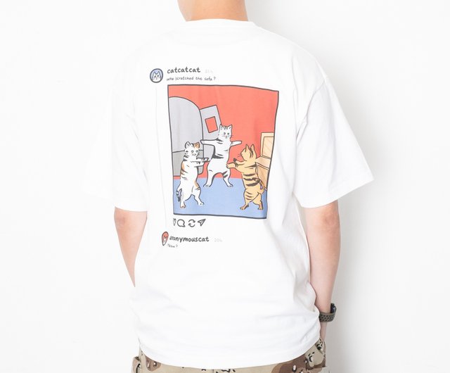 GOOD DAY】猫糸柄Tシャツ - ホワイト (ZT1469) - ショップ ad