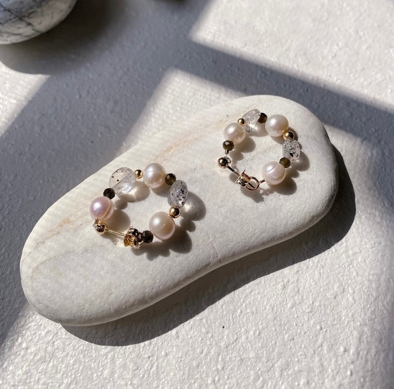 甜甜圈耳環_Oreo口味 - 耳環/耳夾/耳骨夾 - 24k 金 