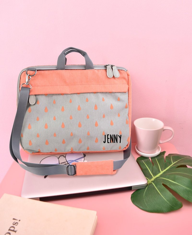 Peach laptop bag 13 inch,14inch,15inch,15.6 customize with name, - Laptop Bags - Polyester Pink