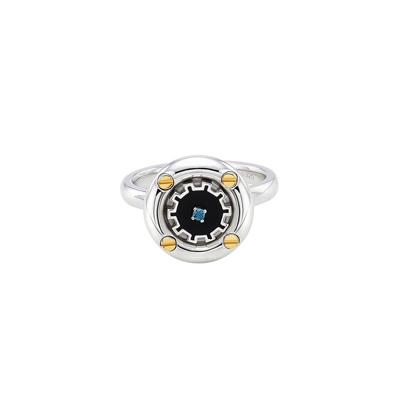 TIME SCREW COGWHEEL COIN RING - 戒指 - 純銀 