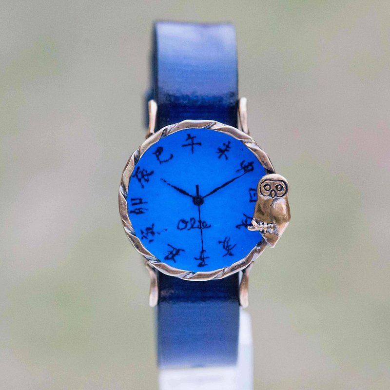 夜晚的貓頭鷹款手錶M琉璃江戶 - 女錶 - 其他金屬 藍色