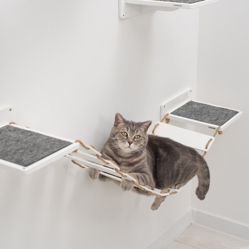 Wood Cat Bridge, Modern Cat Wall Furniture, Cat Shelf Bridges, Wall Cat Ladder - อุปกรณ์แมว - ไม้ สีนำ้ตาล