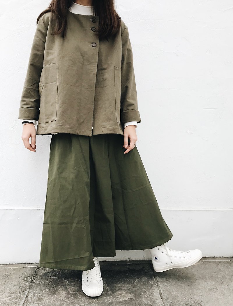 Front skirt - green - กระโปรง - ผ้าฝ้าย/ผ้าลินิน สีเขียว