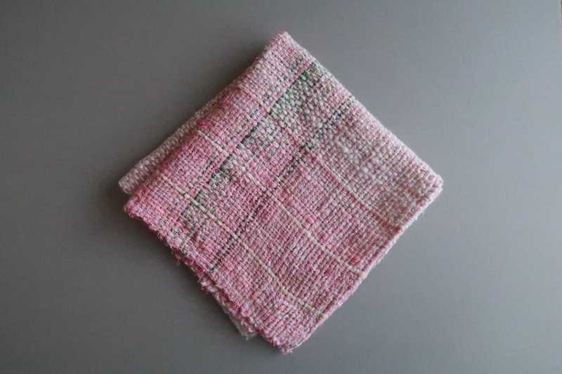 Handkerchief49, Cotton Linen Silk, hand woven ,Sakura - ผ้าเช็ดหน้า - ผ้าฝ้าย/ผ้าลินิน สึชมพู