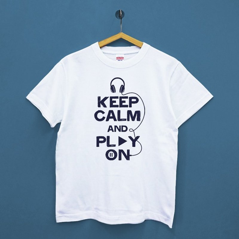 Keep Calm And Play ON-Japan United Athle Cotton Neutral T-Shirt - เสื้อฮู้ด - ผ้าฝ้าย/ผ้าลินิน ขาว