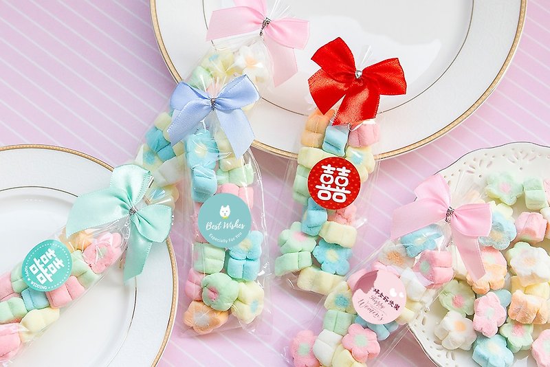 Lightweight package of small flower marshmallows/variety of stickers, bows, festival wedding gifts, prize candies - Snacks - Fresh Ingredients Multicolor