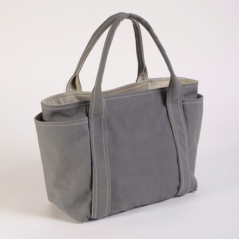 Magnetic Buckle-Canvas Universal Handbag-Gray (Small) - กระเป๋าถือ - ผ้าฝ้าย/ผ้าลินิน สีเทา