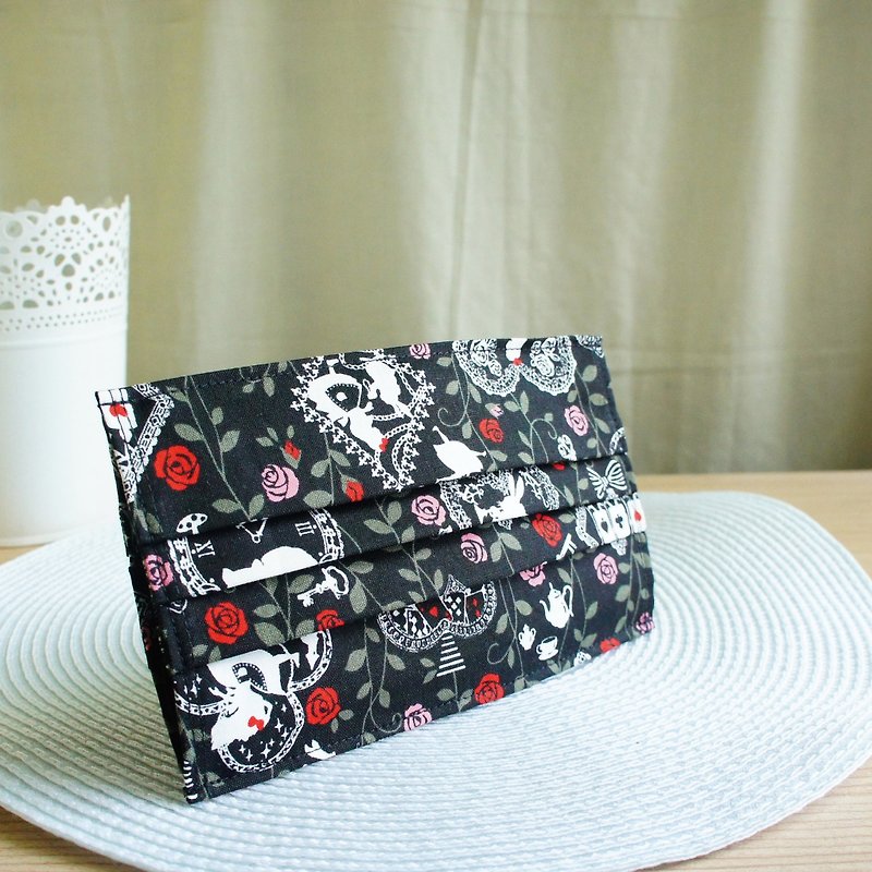 Lovely Japanese cotton [Rose Alice mask cover, black] for adult version of paper mask