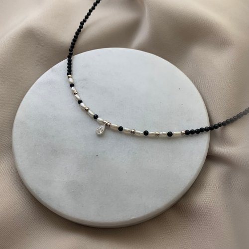 Lux Jewelry 天然石/手作輕珠寶 晝夜 黑碧璽珍珠項鍊