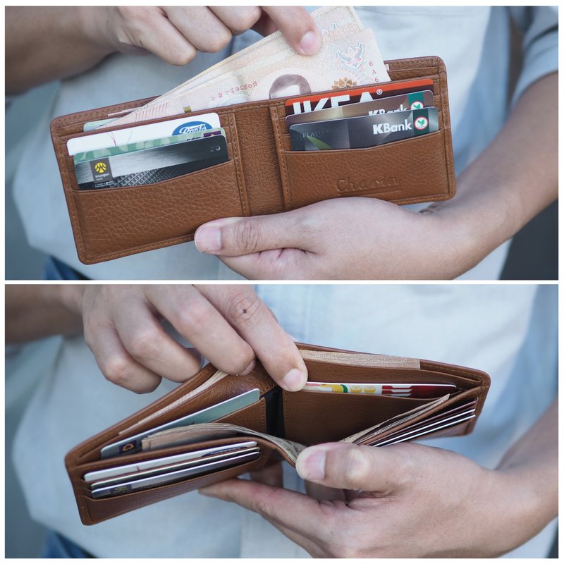Men purse (Dark Tan) : Leather wallet, Short wallet, Folded wallet, brown - 錢包/皮夾/長短夾 - 真皮 咖啡色