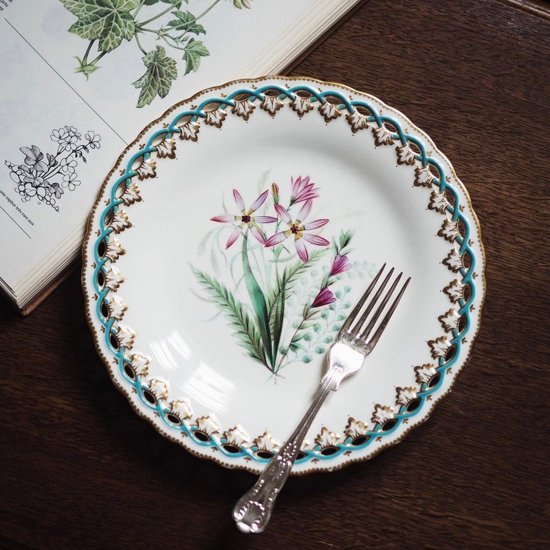 19 世紀 罕有的英國 Royal Worcester 古董盤 - 盤子/餐盤/盤架 - 陶 多色