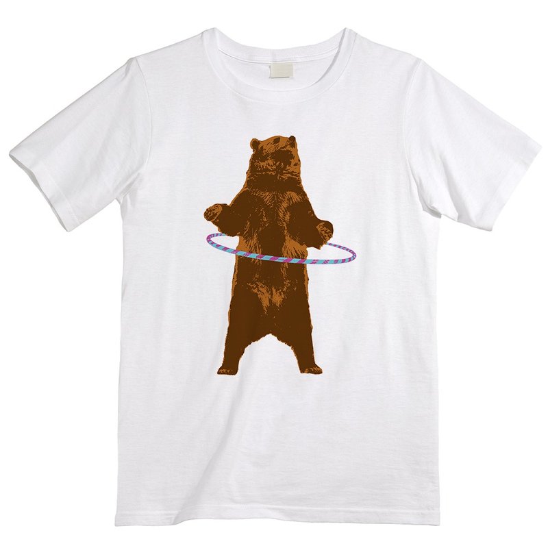 Tシャツ / Bear and ring - 男 T 恤 - 棉．麻 白色