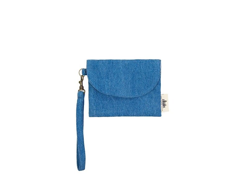 [Short Clip]-Light Denim - กระเป๋าสตางค์ - ผ้าฝ้าย/ผ้าลินิน สีน้ำเงิน
