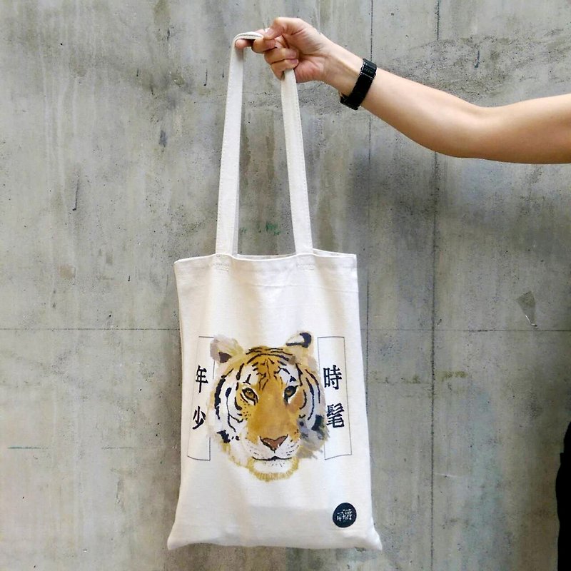 Tiger canvas bag タイガー - Messenger Bags & Sling Bags - Other Materials White
