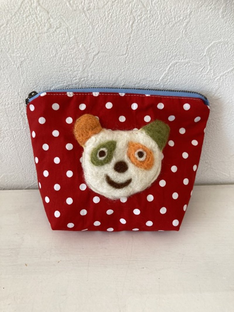 Panda pouch red S - Toiletry Bags & Pouches - Wool 