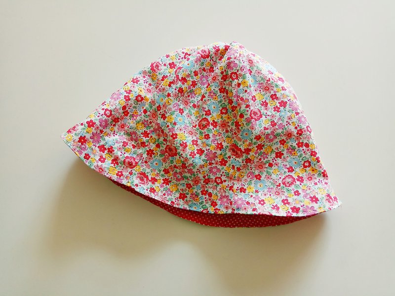 Red Floral Baby Hat Two-sided Moon Gift Baby Hat Fisherman Hat Baby Hat - Baby Gift Sets - Cotton & Hemp Green