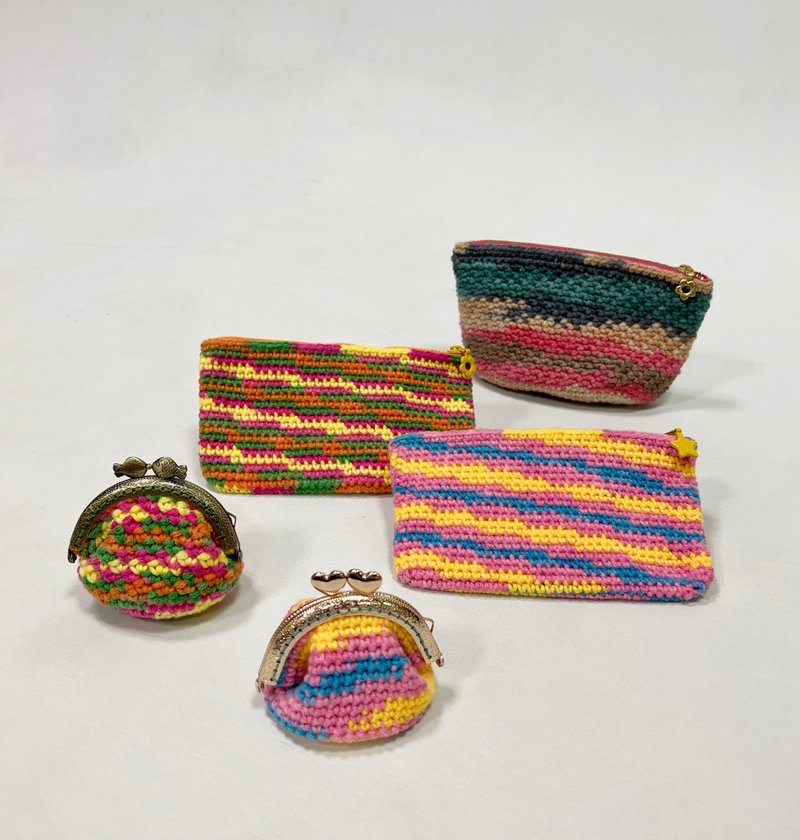 colorful cotton thread bag、handmade bag、wallet、mini bag、cell phone bag - Coin Purses - Cotton & Hemp 