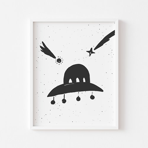 ABCco Flying saucer, UFO, จานบิน, 飛碟, Space print, Digital print, Baby poster, JPG