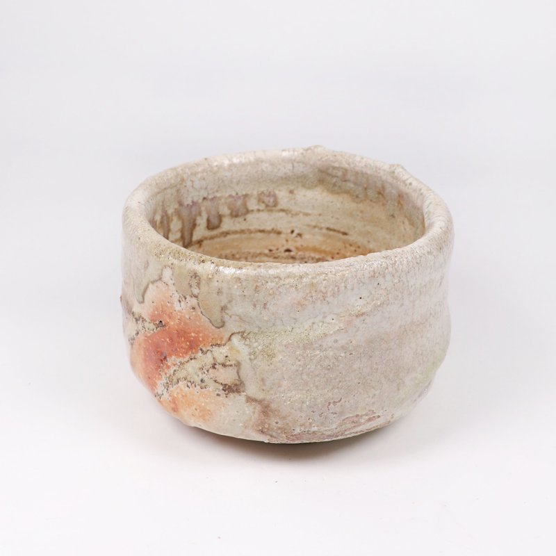 明芽窯 l 柴燒志野釉落灰窯變茶碗 - 茶壺/茶杯/茶具 - 陶 橘色