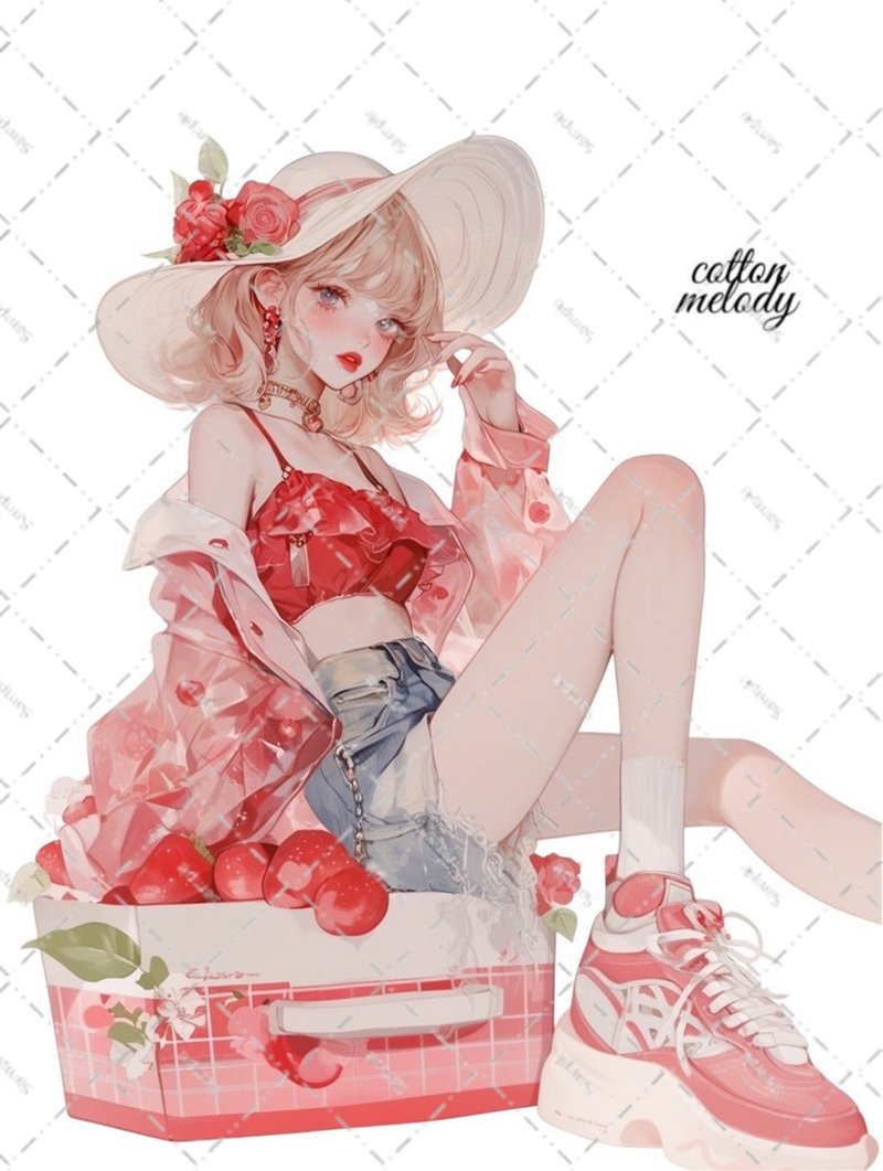 original sticker no.6482 人物ステッカー オリジナルステッカー 人物ステッカー 女の子ステッカー オリジナル人物ステッカー - 貼紙 - 紙 