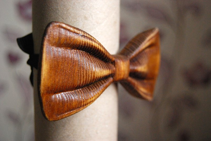 3D Wooden Bow Tie Brown Style Bowtie Design Personalized with Name Engraved