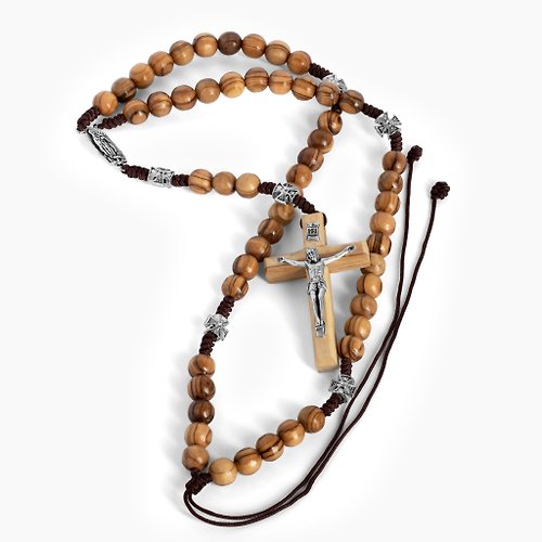 Holy Land blessing 來自聖地的祝福 以色列進口橄欖木系列手工精緻 玫瑰經念珠 項鍊(10mm)8231004