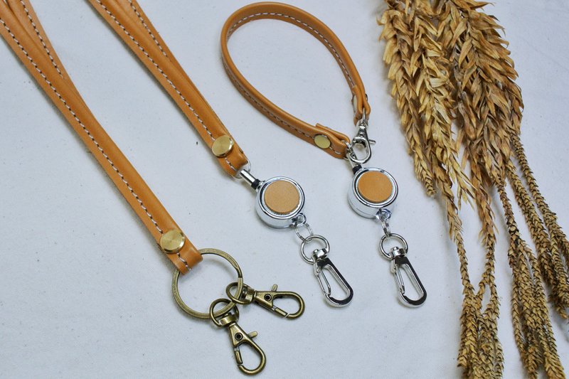 有格調。皮革頸繩~短繩~任意搭 - 橙棕 - - 證件套/識別證套 - 真皮 橘色