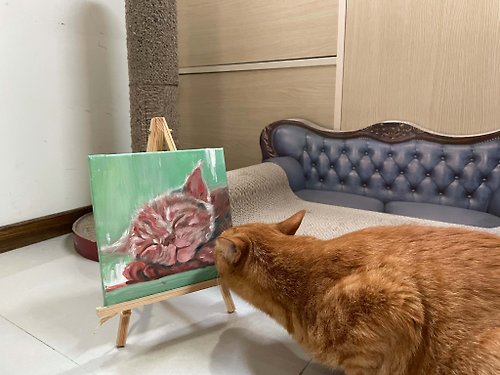 油畫精靈 LUCID LILLY 油畫現貨 - 貓咪的仲夏之夢│限量一幅│15 x 15 cm